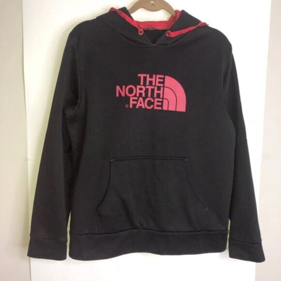 The North Face Hoodie Men’s M Black Red Logo Pouch Drawstring Hood Fleece Lining - Picture 5 of 10